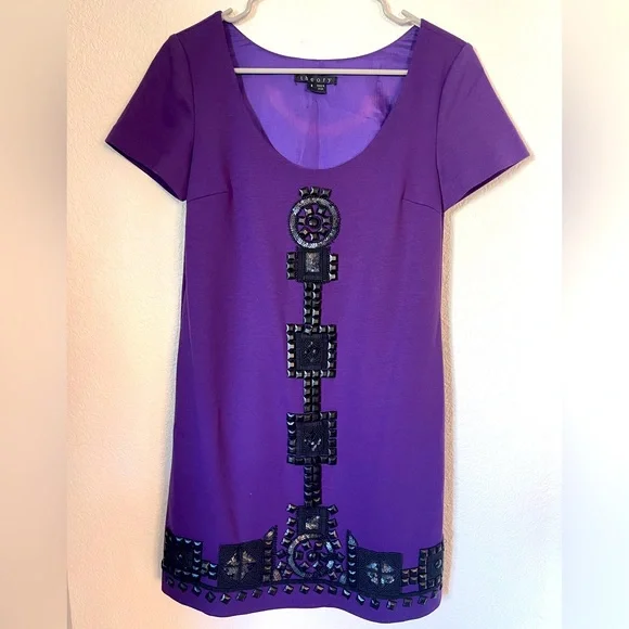 theory purple dress Theory Embroidered Purple Dress